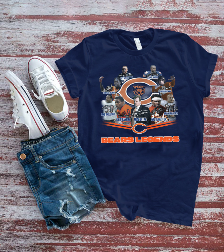 Bears Legends Dick Butkus Charles Tillman Mike Singletary Gale Sayers Mike Ditka Lance Briggs Sid Luckman Walter Payton Brian Urlacher T-Shirt