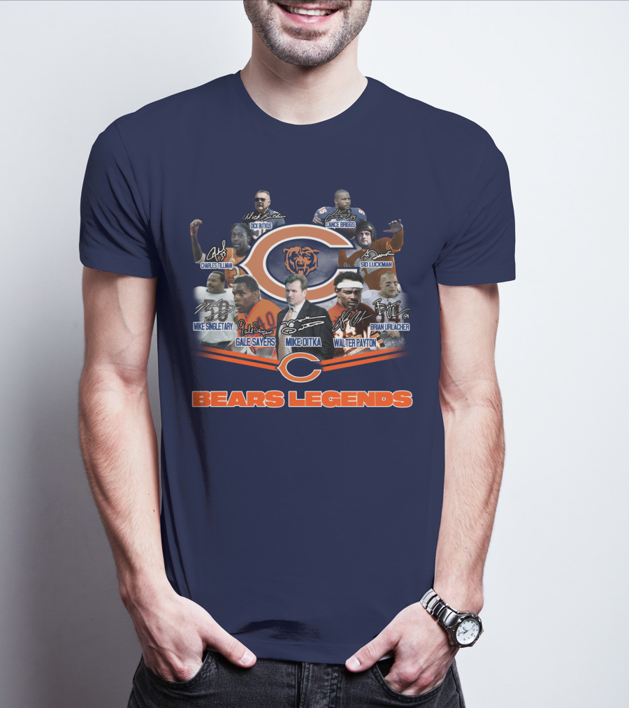 Bears Legends Dick Butkus Charles Tillman Mike Singletary Gale Sayers Mike Ditka Lance Briggs Sid Luckman Walter Payton Brian Urlacher T-Shirt