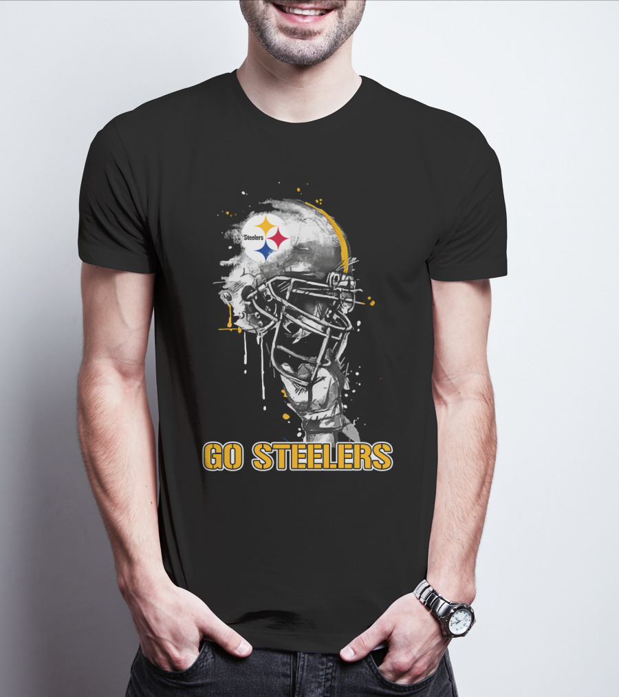 Steelers Football Skull Helmet Go Steelers T-Shirt
