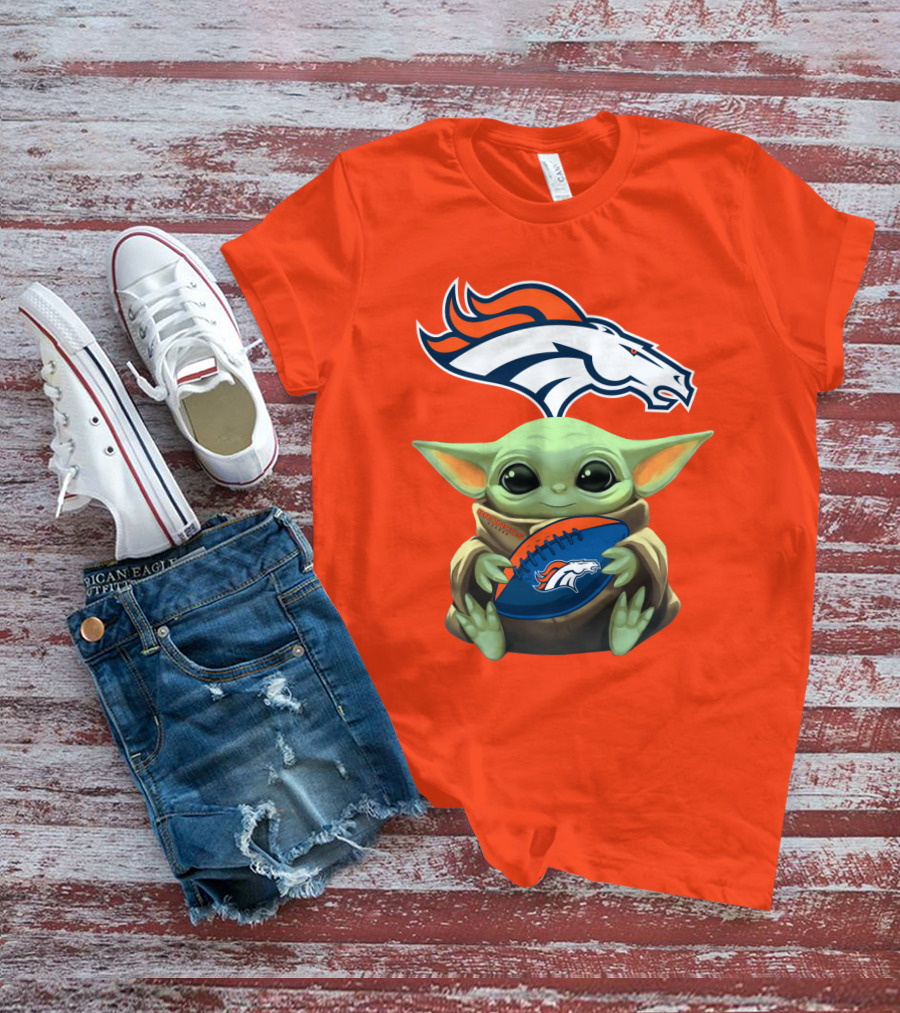 Denver Broncos Baby Yoda Football Fan T-Shirt