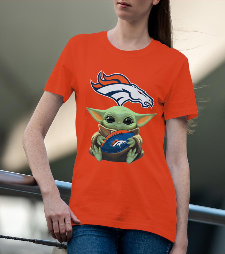 Denver Broncos Baby Yoda Football Fan T-Shirt