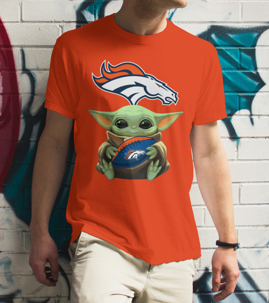 Denver Broncos Baby Yoda Football Fan T-Shirt