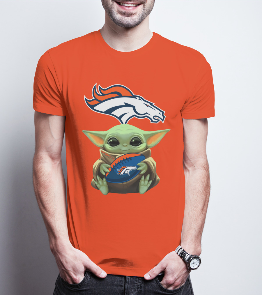 Denver Broncos Baby Yoda Football Fan T-Shirt