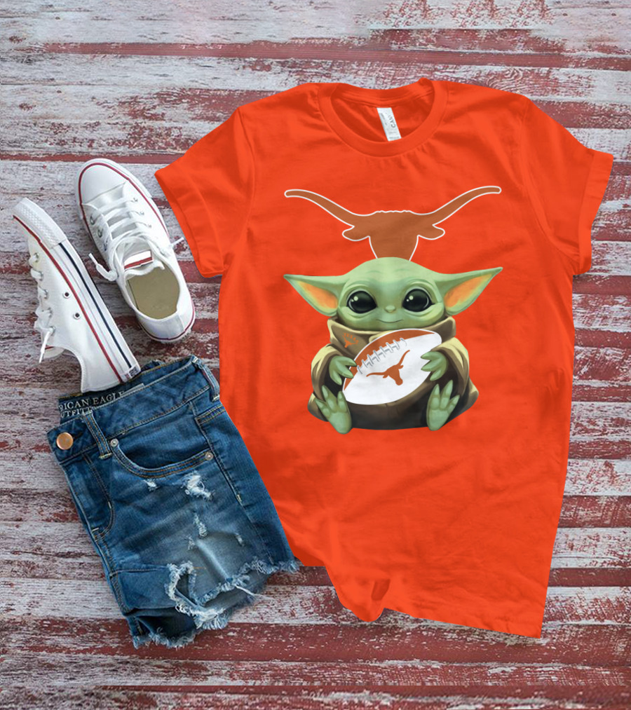 Baby Yoda Texas Longhorns Football T-Shirt