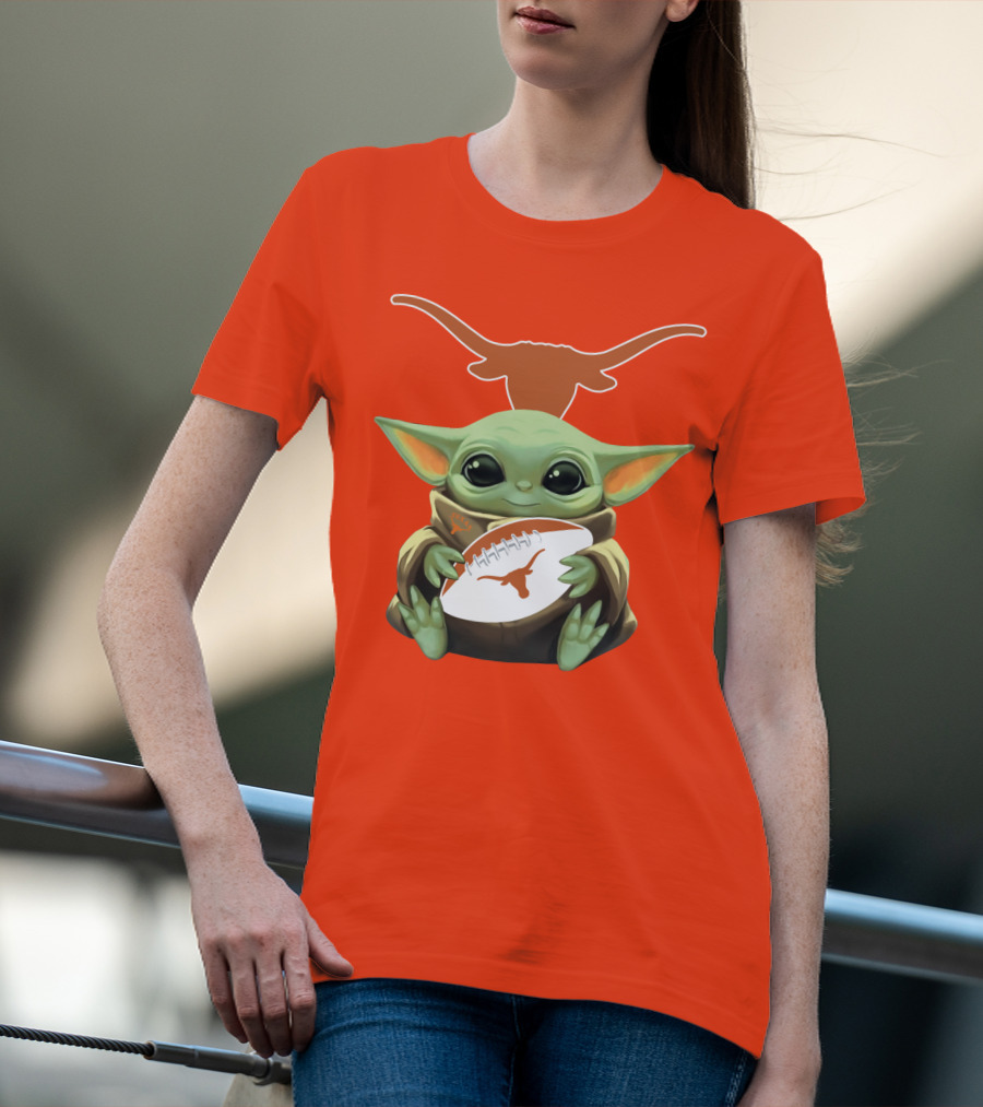 Baby Yoda Texas Longhorns Football T-Shirt