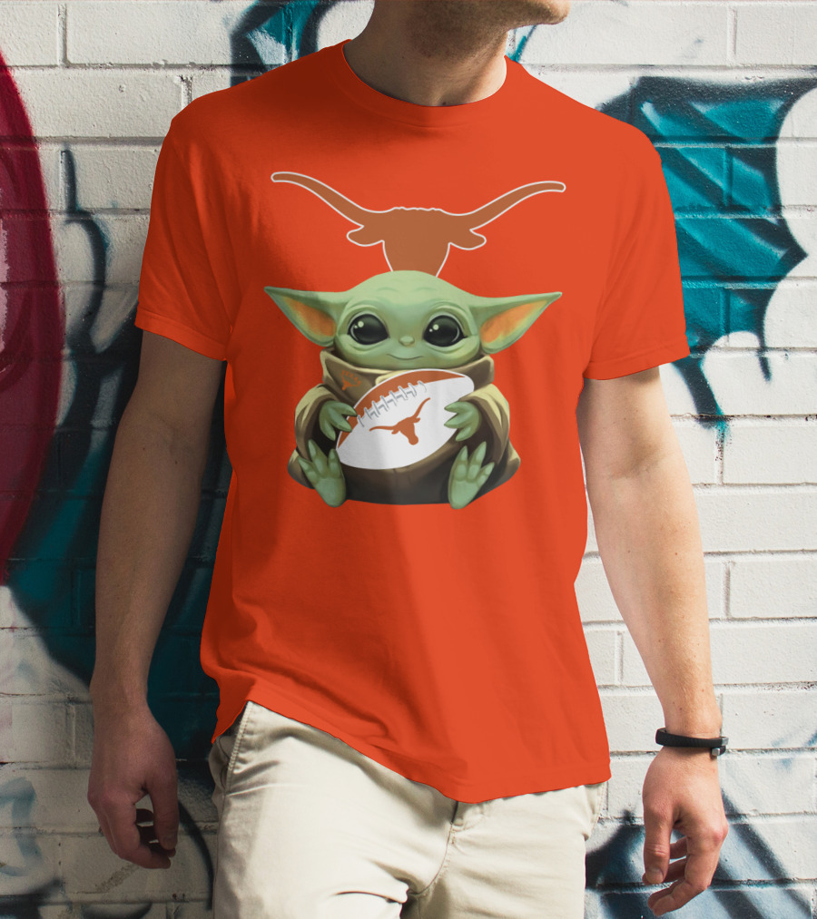 Baby Yoda Texas Longhorns Football T-Shirt