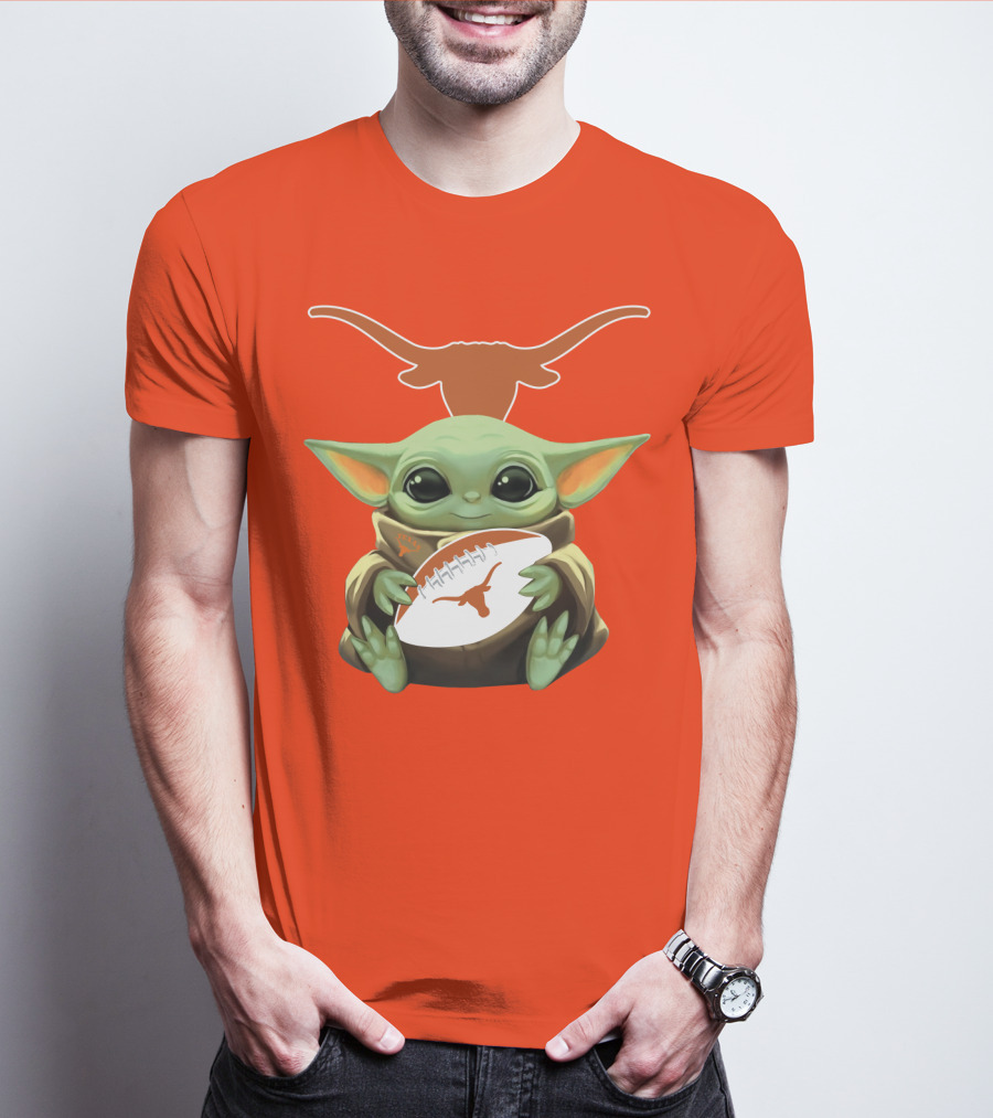 Baby Yoda Texas Longhorns Football T-Shirt