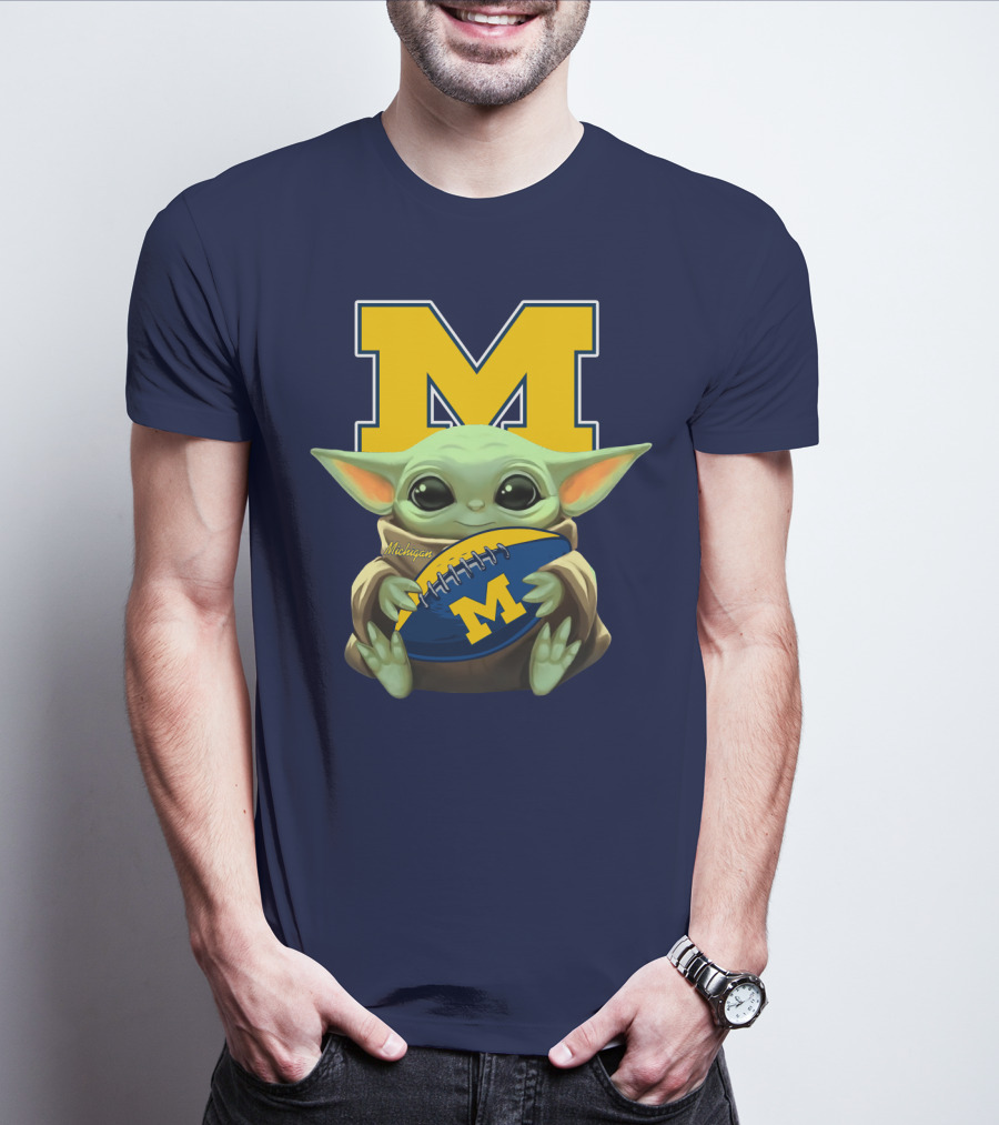 Michigan Baby Yoda Football M T-Shirt