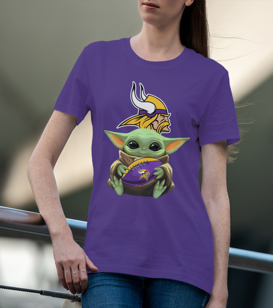 Vikings Football Baby Yoda T-Shirt