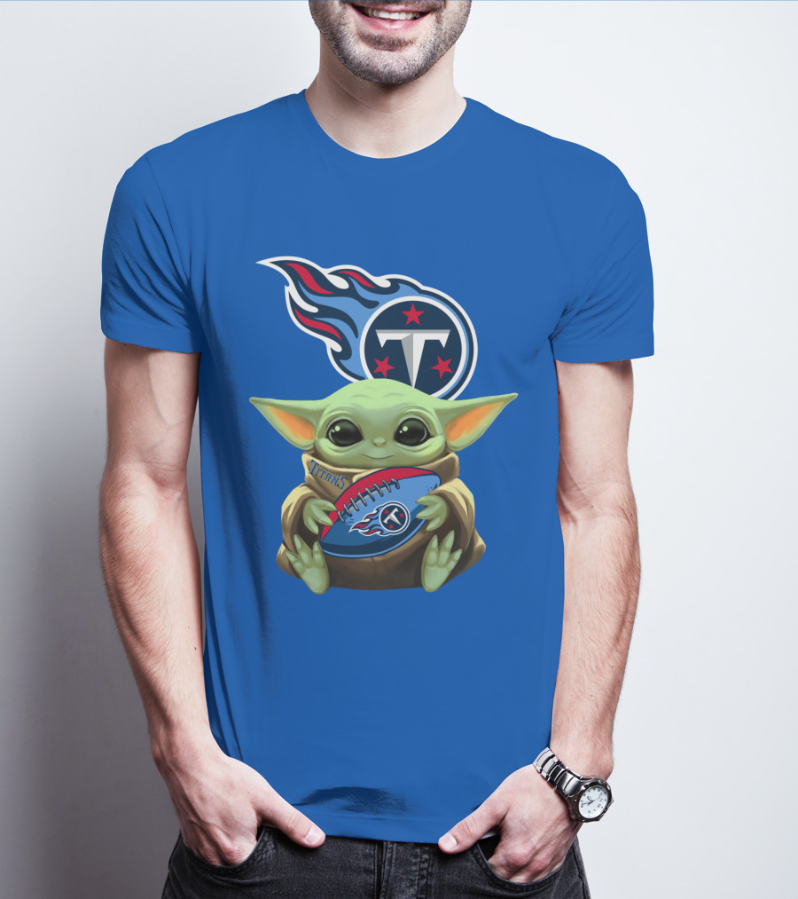 Tennessee Titans Baby Yoda Football T-Shirt