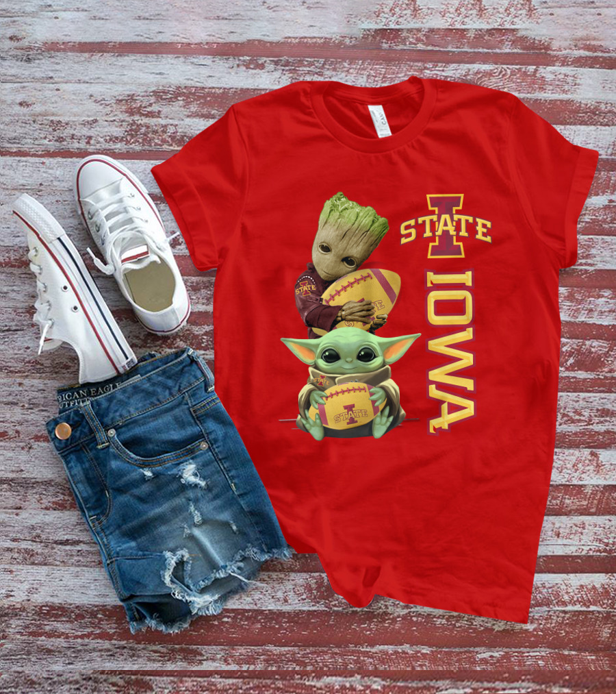 Iowa State Groot And Baby Yoda Football T-Shirt