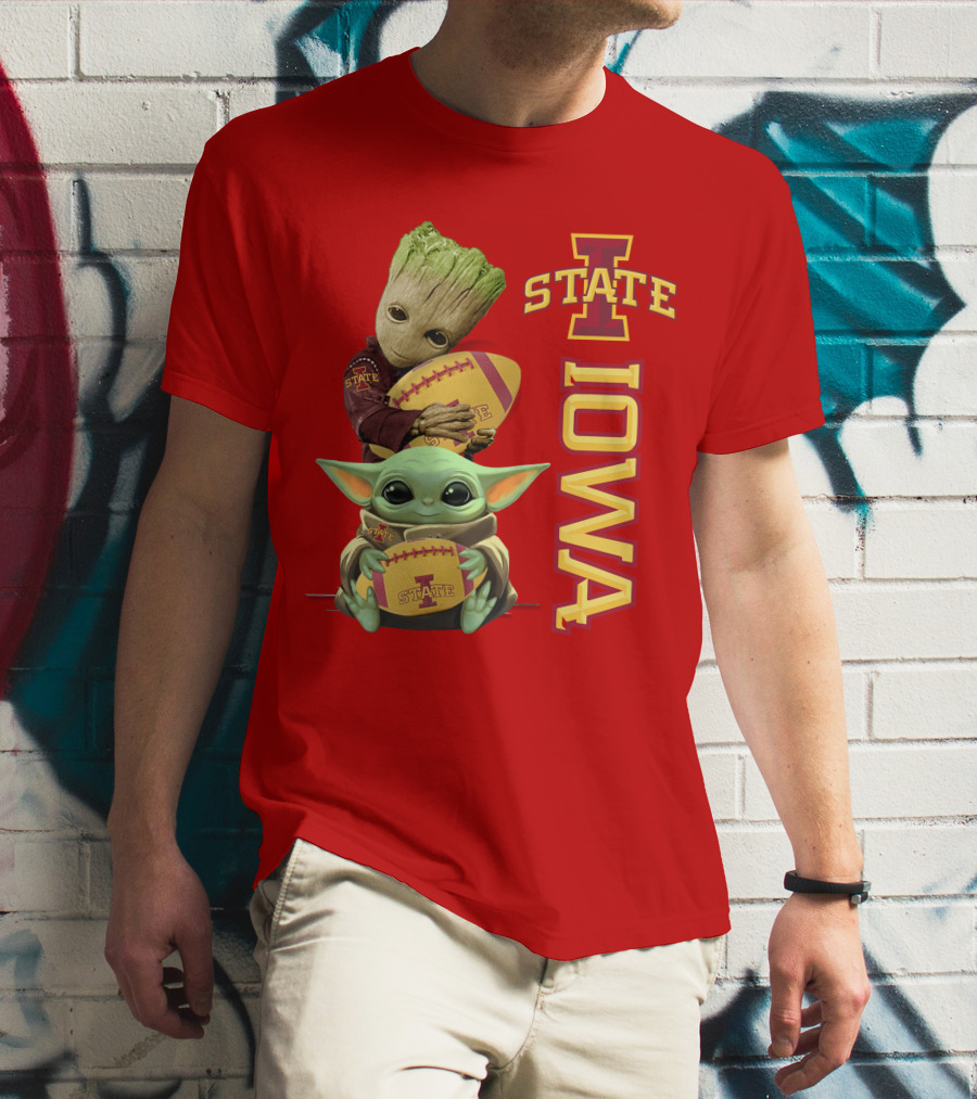 Iowa State Groot And Baby Yoda Football T-Shirt