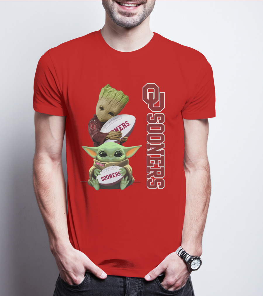 Ou Sooners Groot Baby Yoda Football T-Shirt