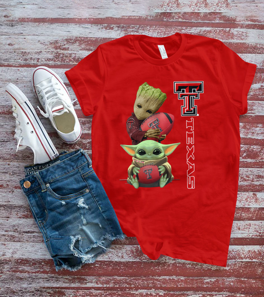 Groot Baby Yoda Texas Tech Football T-Shirt