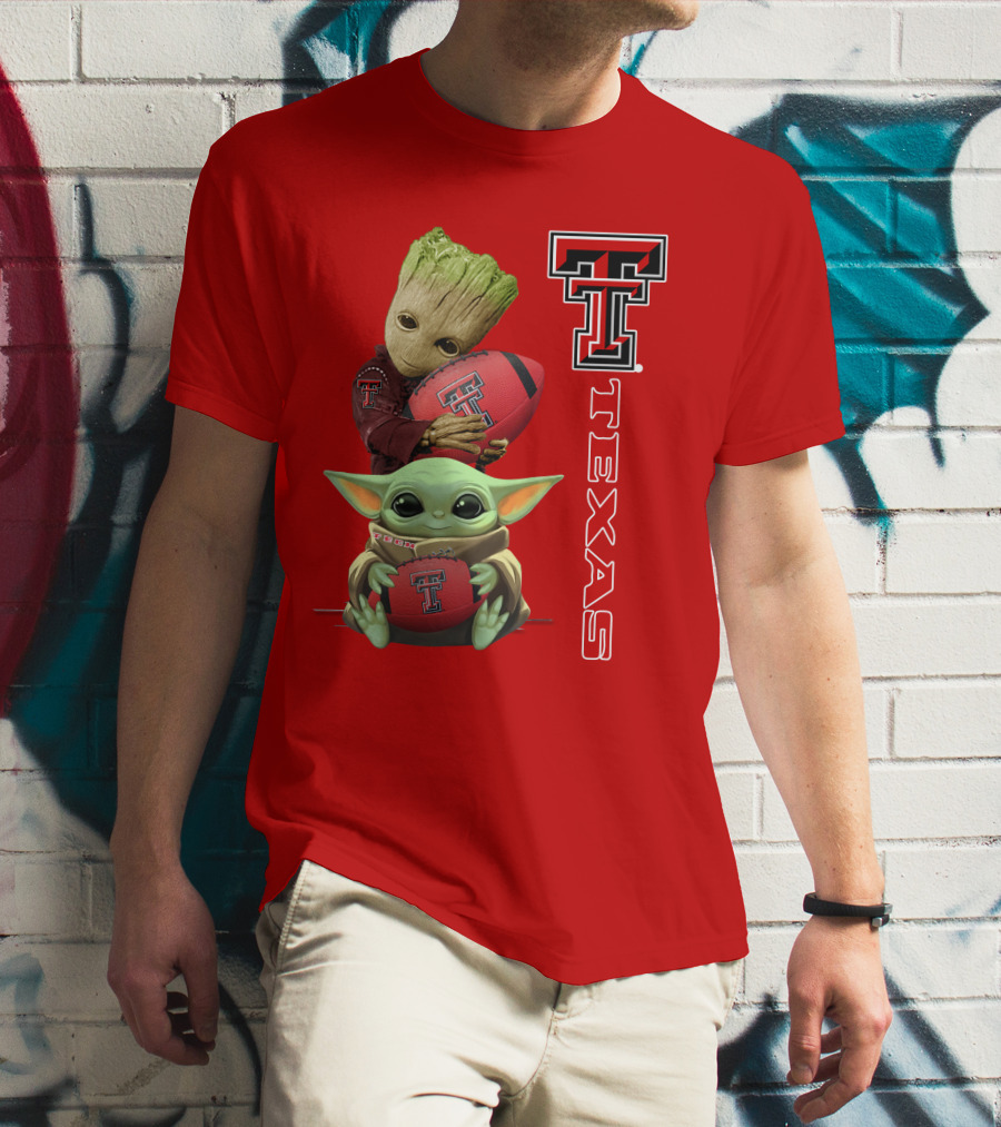 Groot Baby Yoda Texas Tech Football T-Shirt