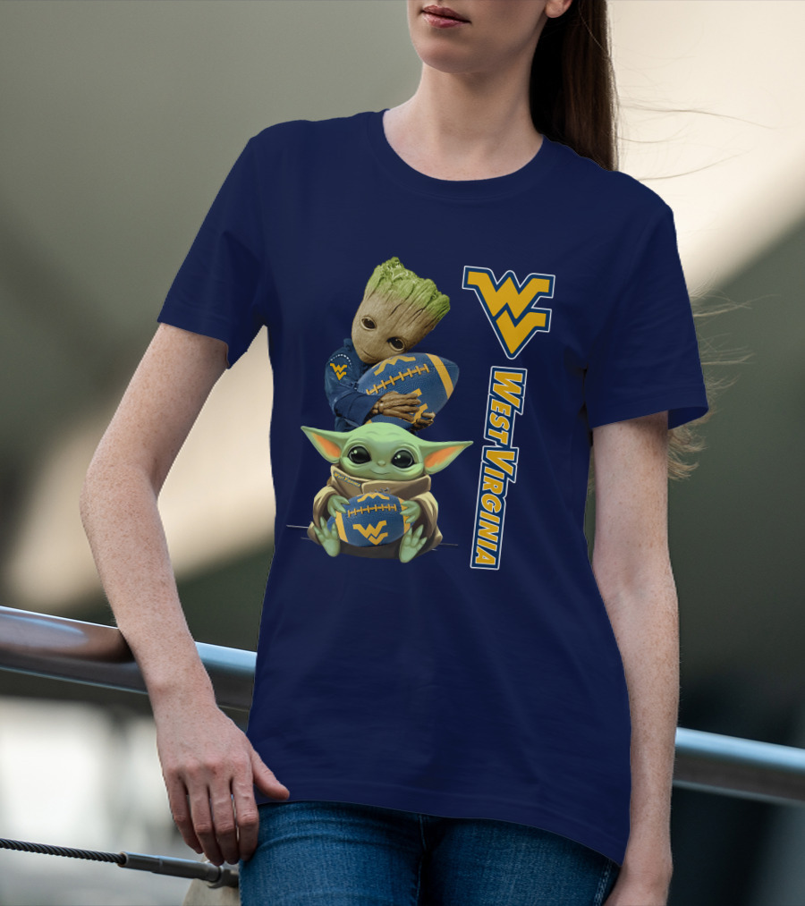 Groot And Baby Yoda West Virginia Mountaineers T-Shirt