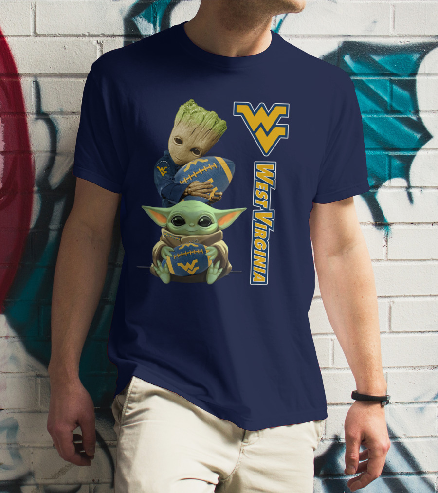 Groot And Baby Yoda West Virginia Mountaineers T-Shirt