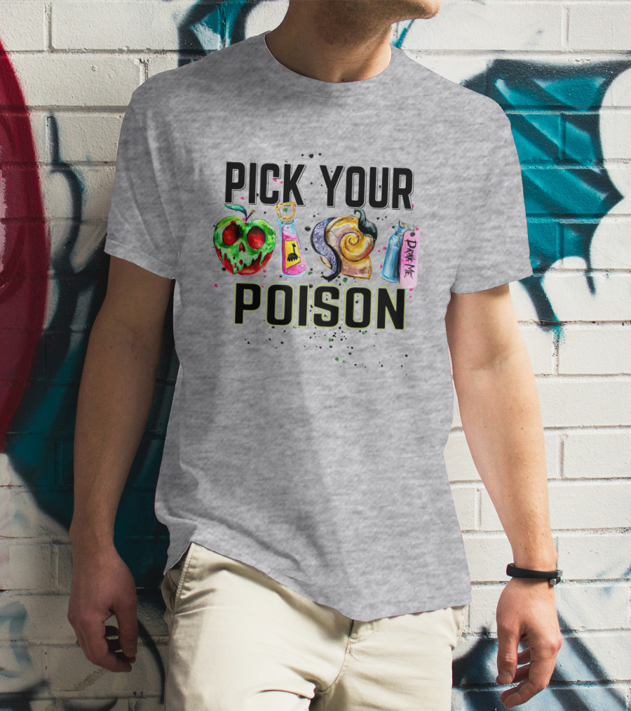 Pick Your Poison Halloween Skull Apple Potion Snail Drink Me T-Shirt