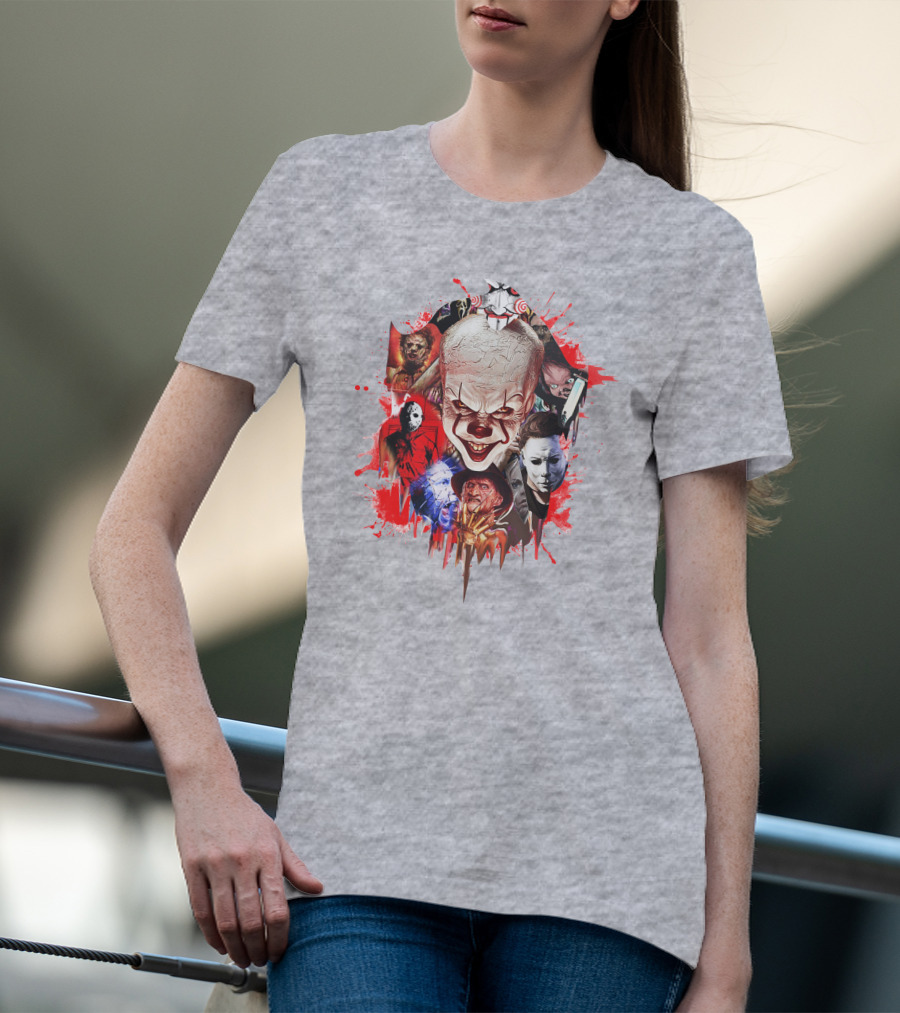 Halloween Killers Pennywise Michael Myers Freddy Krueger Jason Voorhees Jigsaw Horror Icons T-Shirt
