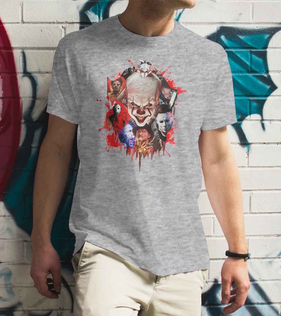 Halloween Killers Pennywise Michael Myers Freddy Krueger Jason Voorhees Jigsaw Horror Icons T-Shirt