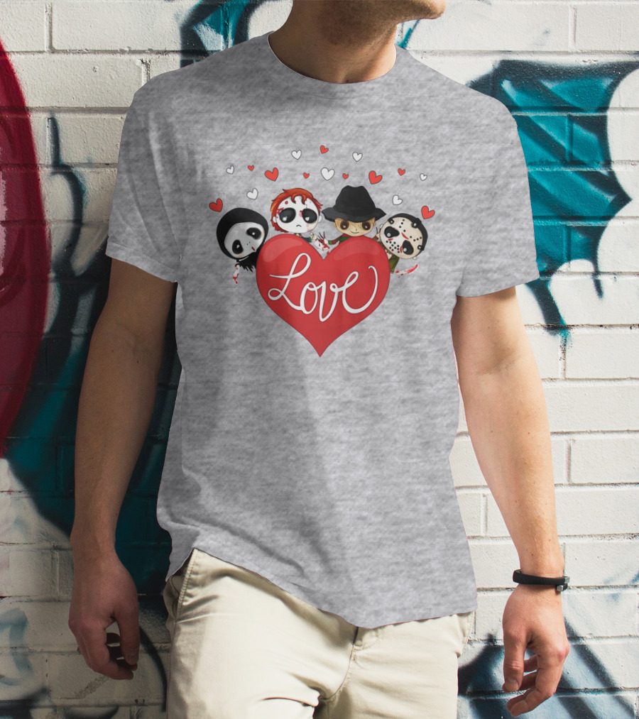 Love Horror Movie Chibi Quartet Valentine T-Shirt