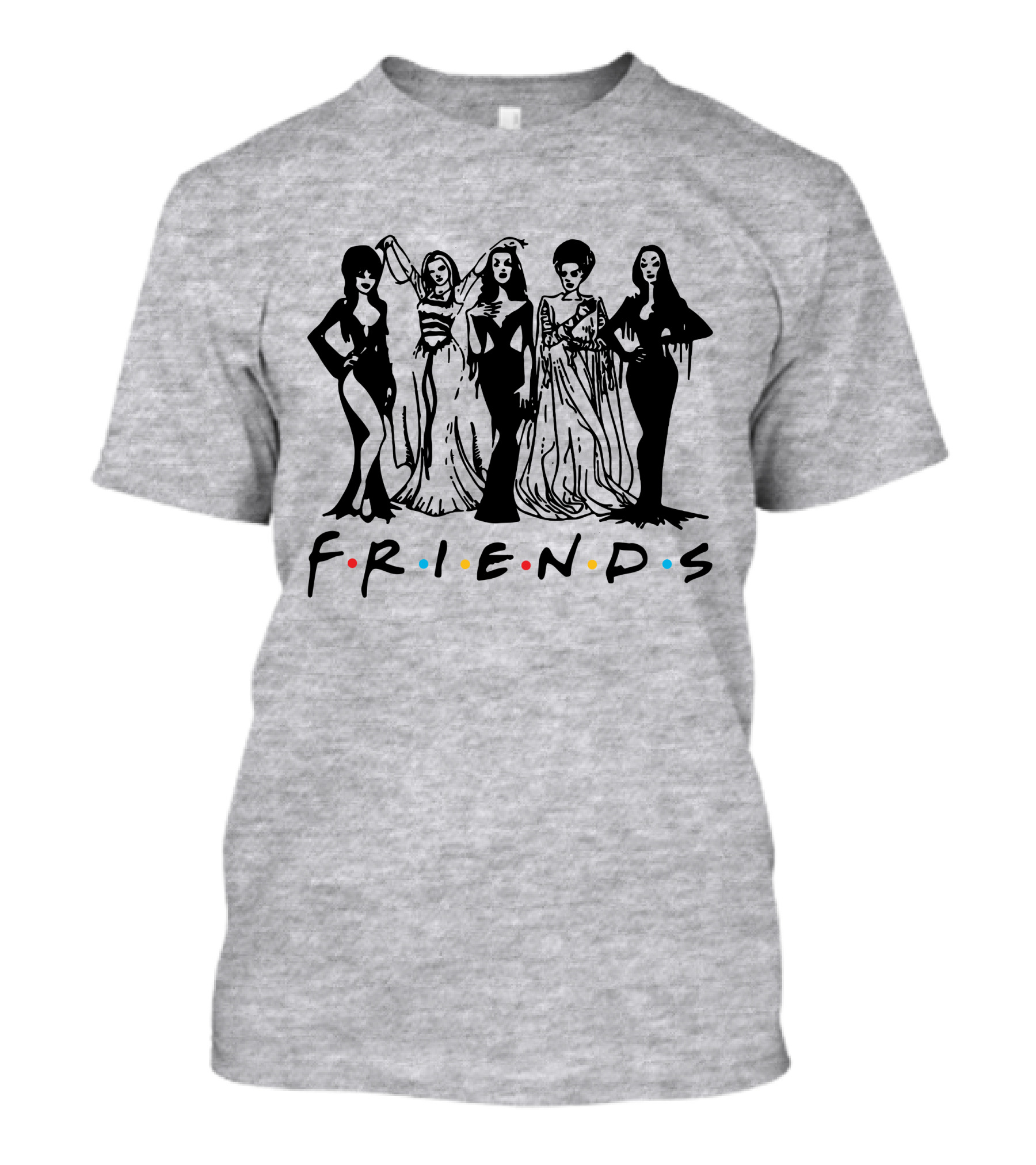 Horror Friends Squad Gothic Icons In Classic TV Show T-Shirt