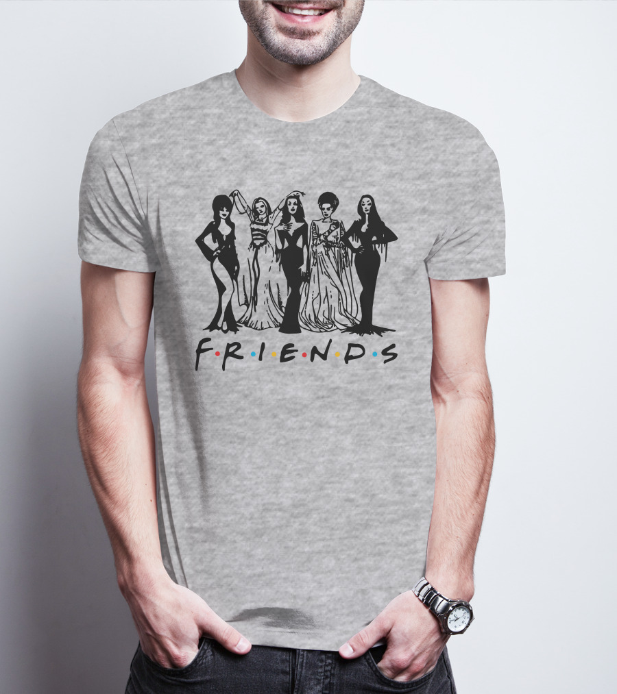 Horror Friends Squad Gothic Icons In Classic TV Show T-Shirt