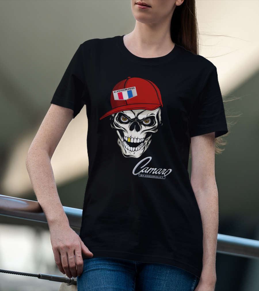 Camaro Skull With Red Cap By Chevrolet T-Shirt