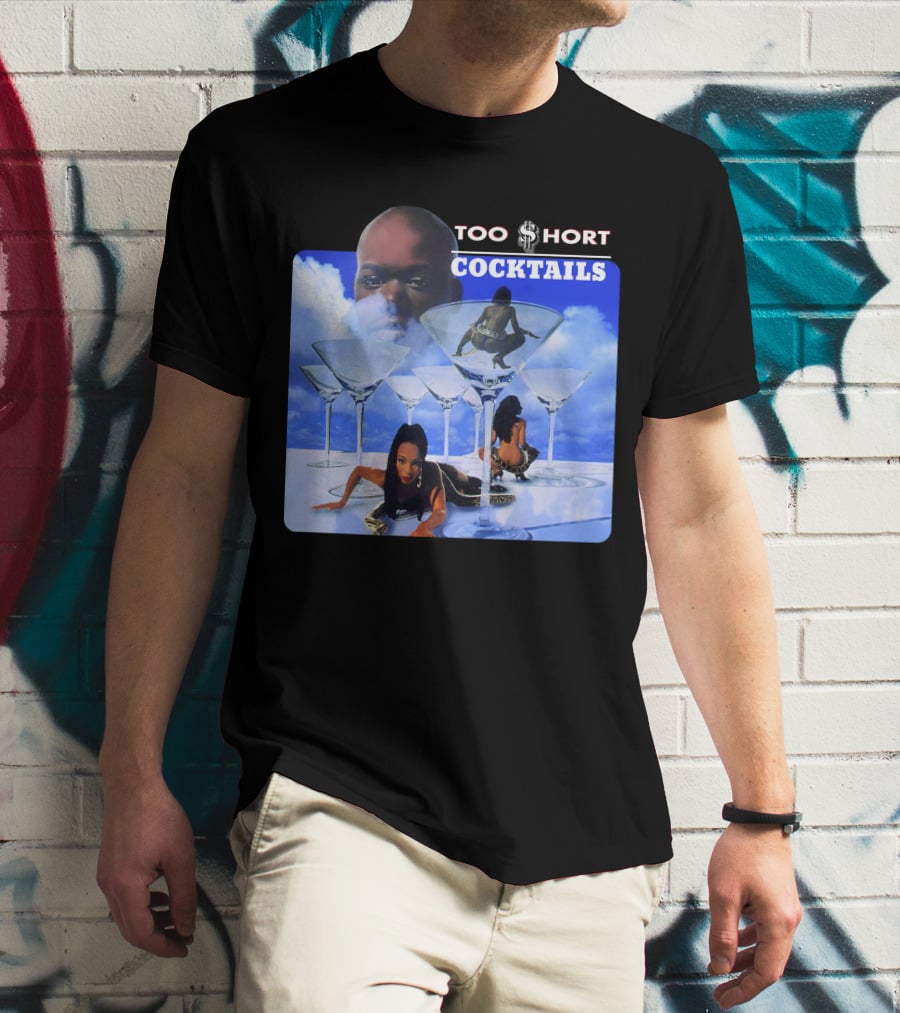 Too Short Cocktails Album Cover Sky And Martini Glasses T-Shirt