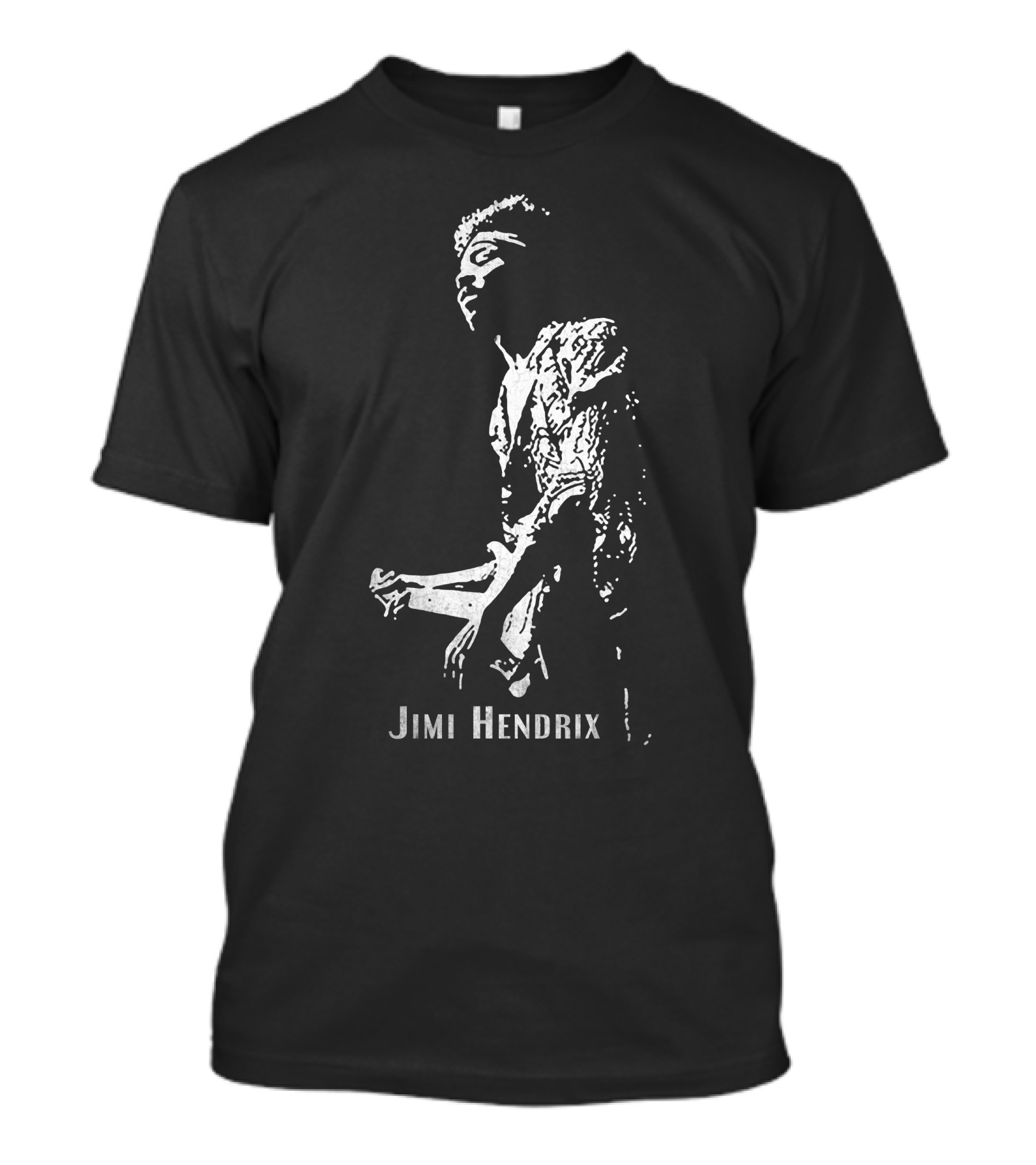 Jimi Hendrix Black And White Guitar T-Shirt