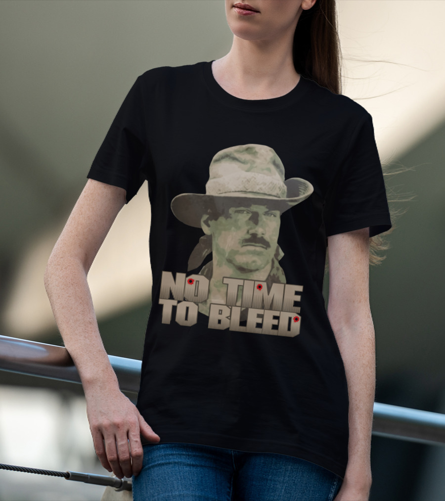 Predator No Time To Bleed Soldier Portrait With Text And Bullet Holes T-Shirt