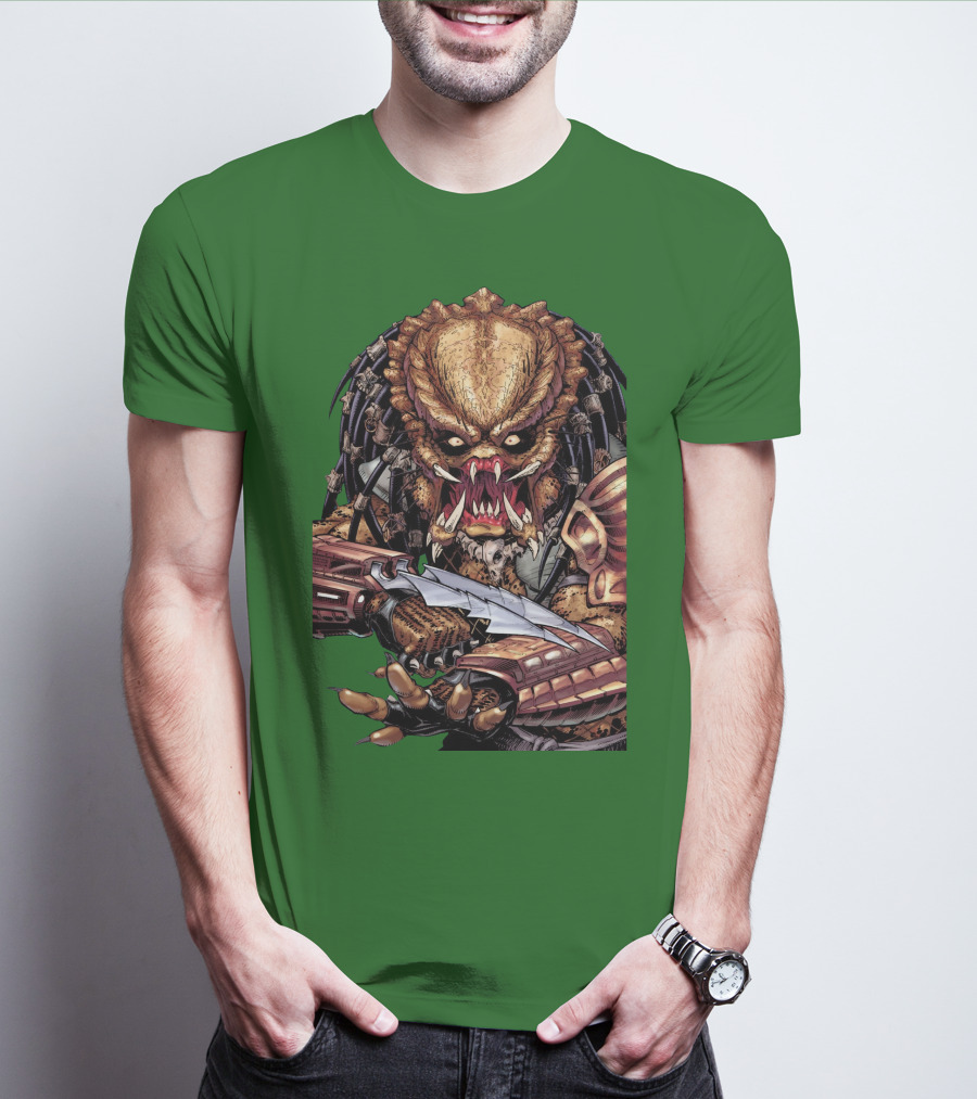 Predator Alien Holding Blade Comic T-Shirt