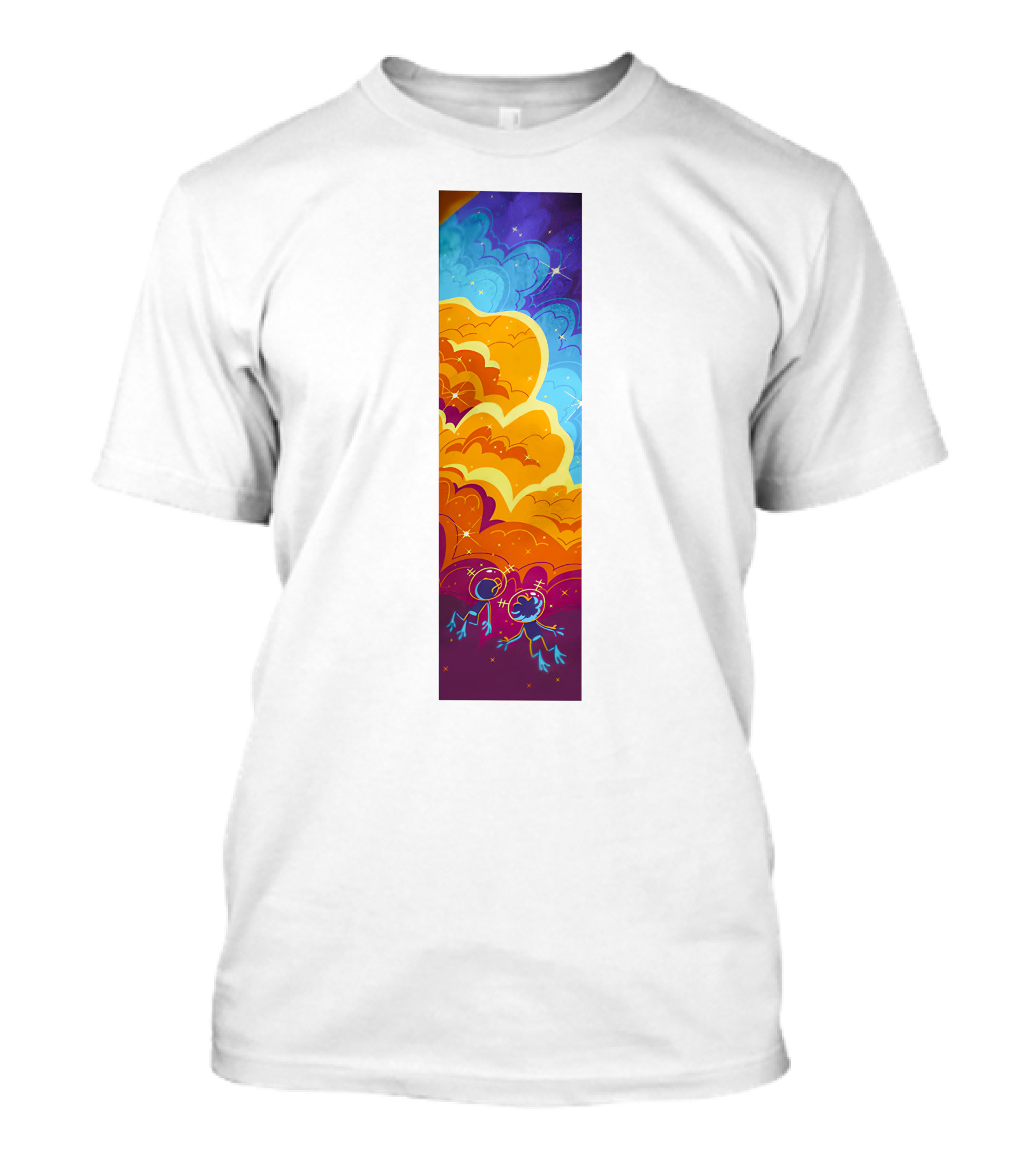 Cosmic Spliffs Oversized White Psychedelic Sky And Clouds T-Shirt