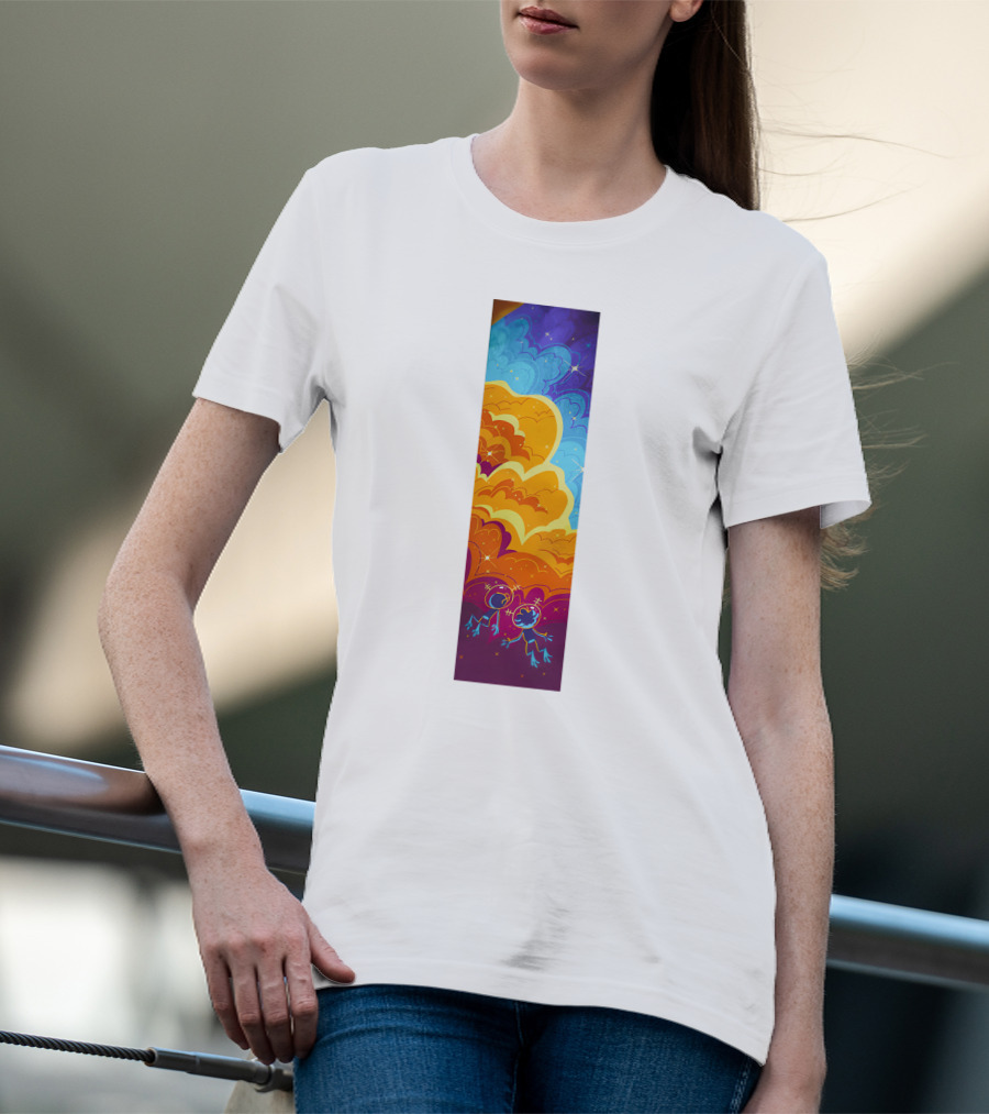 Cosmic Spliffs Oversized White Psychedelic Sky And Clouds T-Shirt