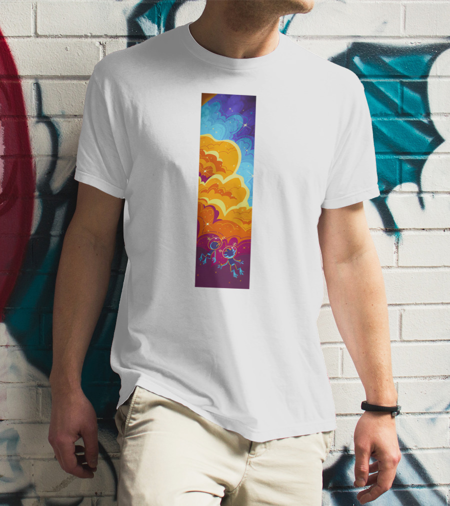 Cosmic Spliffs Oversized White Psychedelic Sky And Clouds T-Shirt