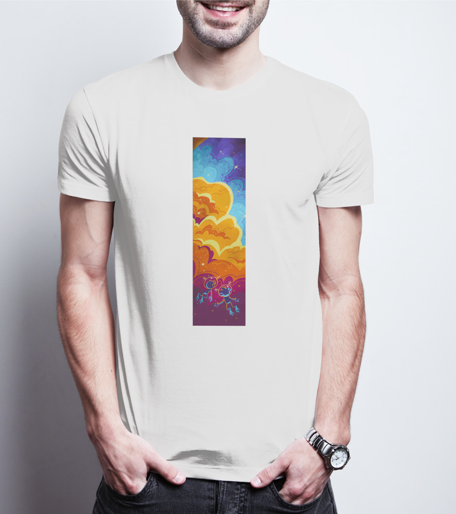 Cosmic Spliffs Oversized White Psychedelic Sky And Clouds T-Shirt
