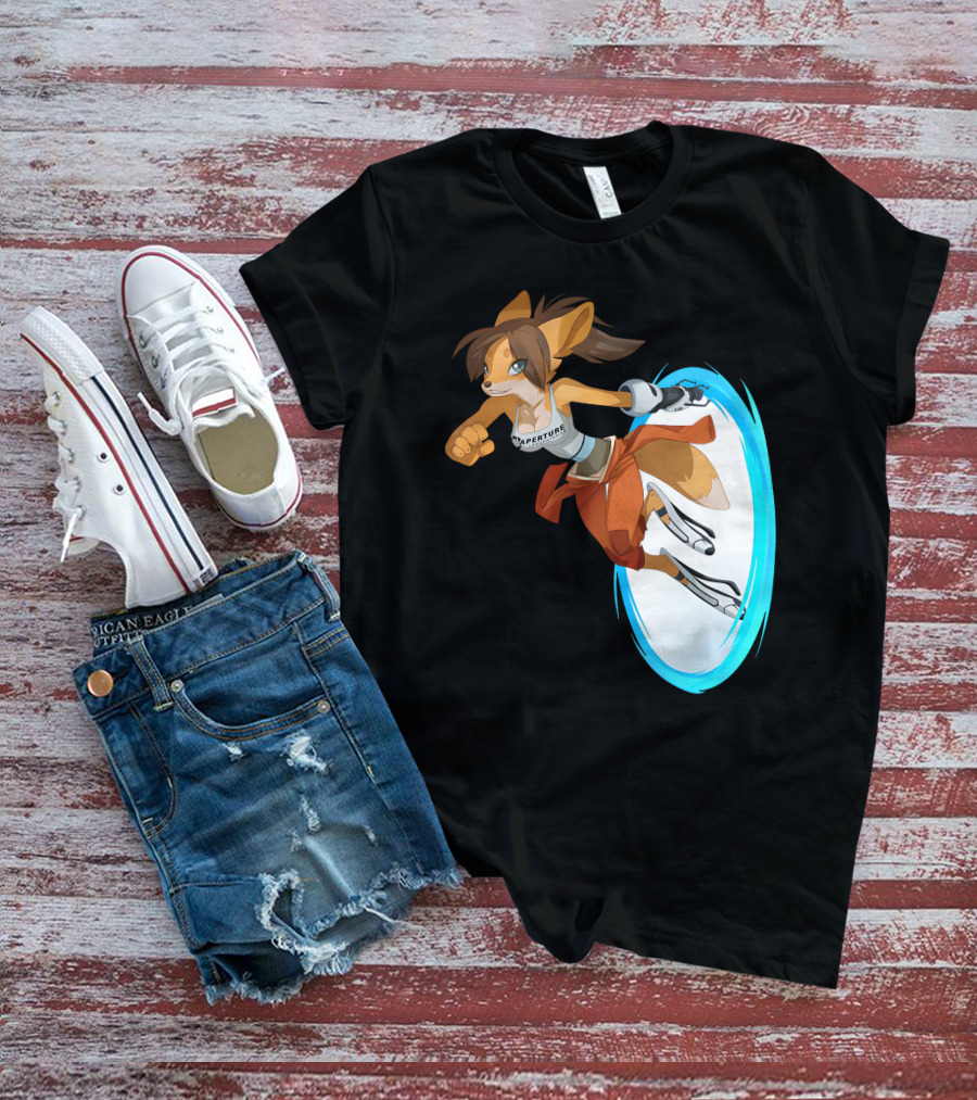 Sajira Aperture Laboratories Fox Chell Stormi Folf Portal Character T-Shirt