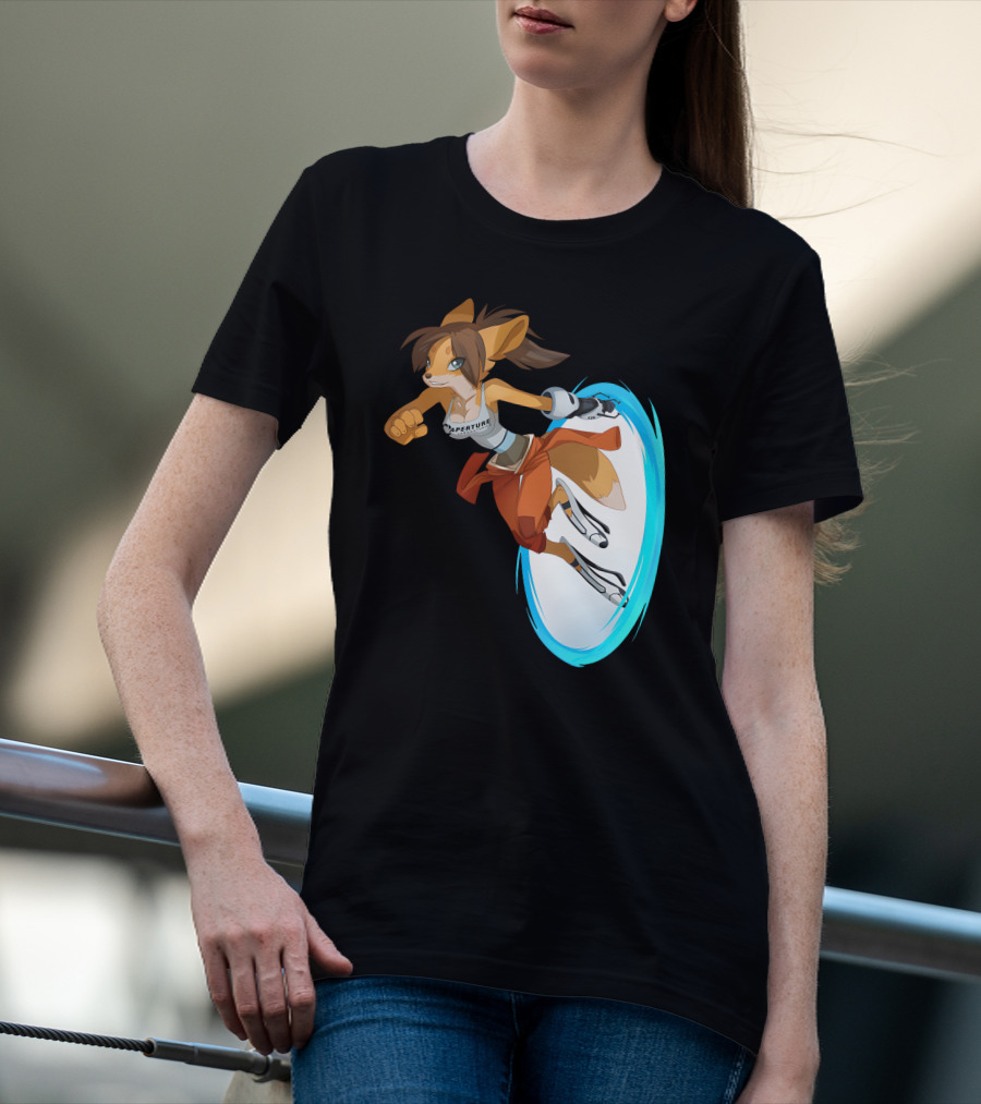 Sajira Aperture Laboratories Fox Chell Stormi Folf Portal Character T-Shirt