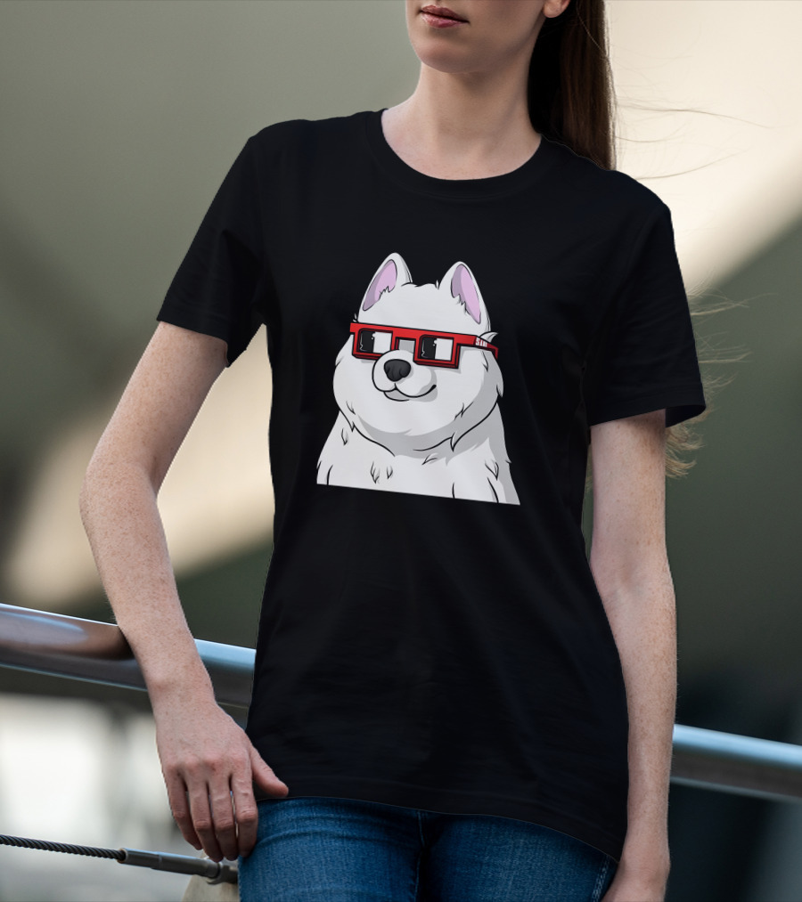 SAMO X Nouns White Dog With Red Glasses T-Shirt