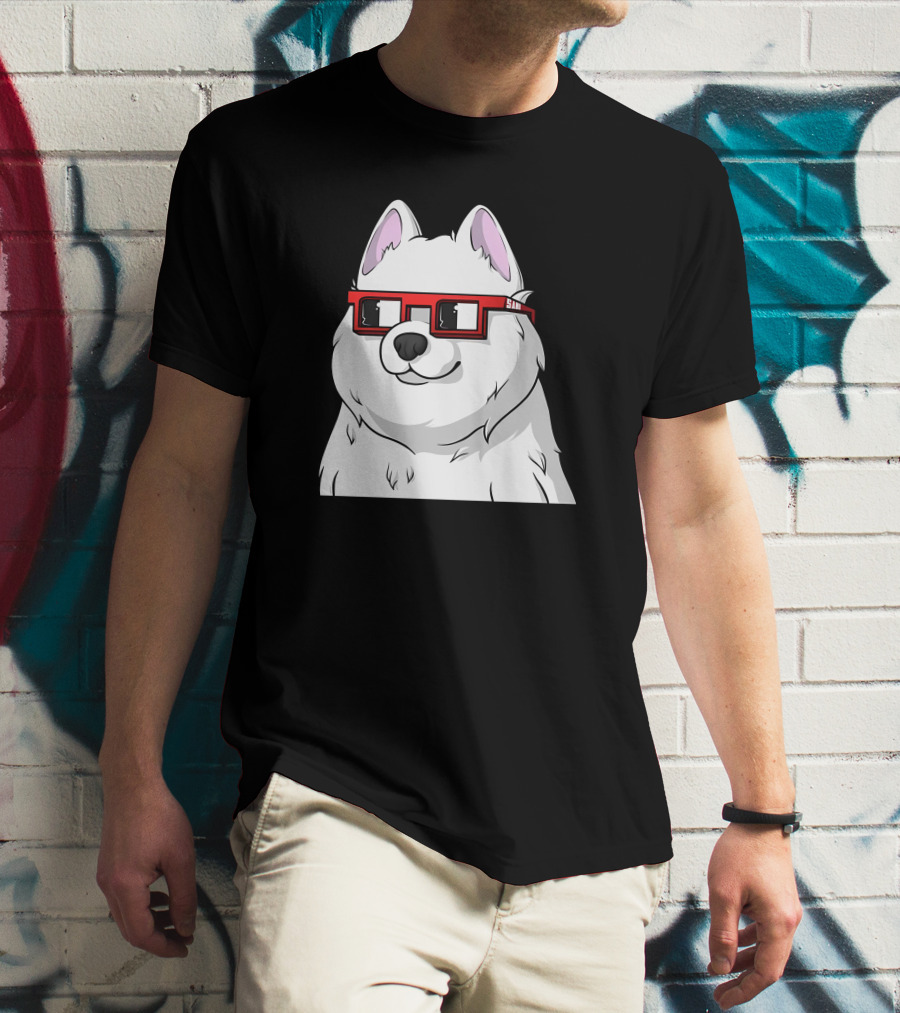 SAMO X Nouns White Dog With Red Glasses T-Shirt