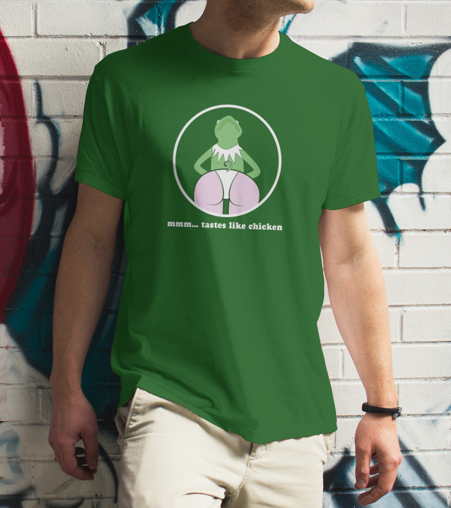 Kermits Frog Mmm Tastes Like Chicken Humorous Green Circle T-Shirt