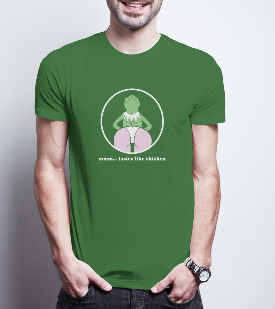 Kermits Frog Mmm Tastes Like Chicken Humorous Green Circle T-Shirt
