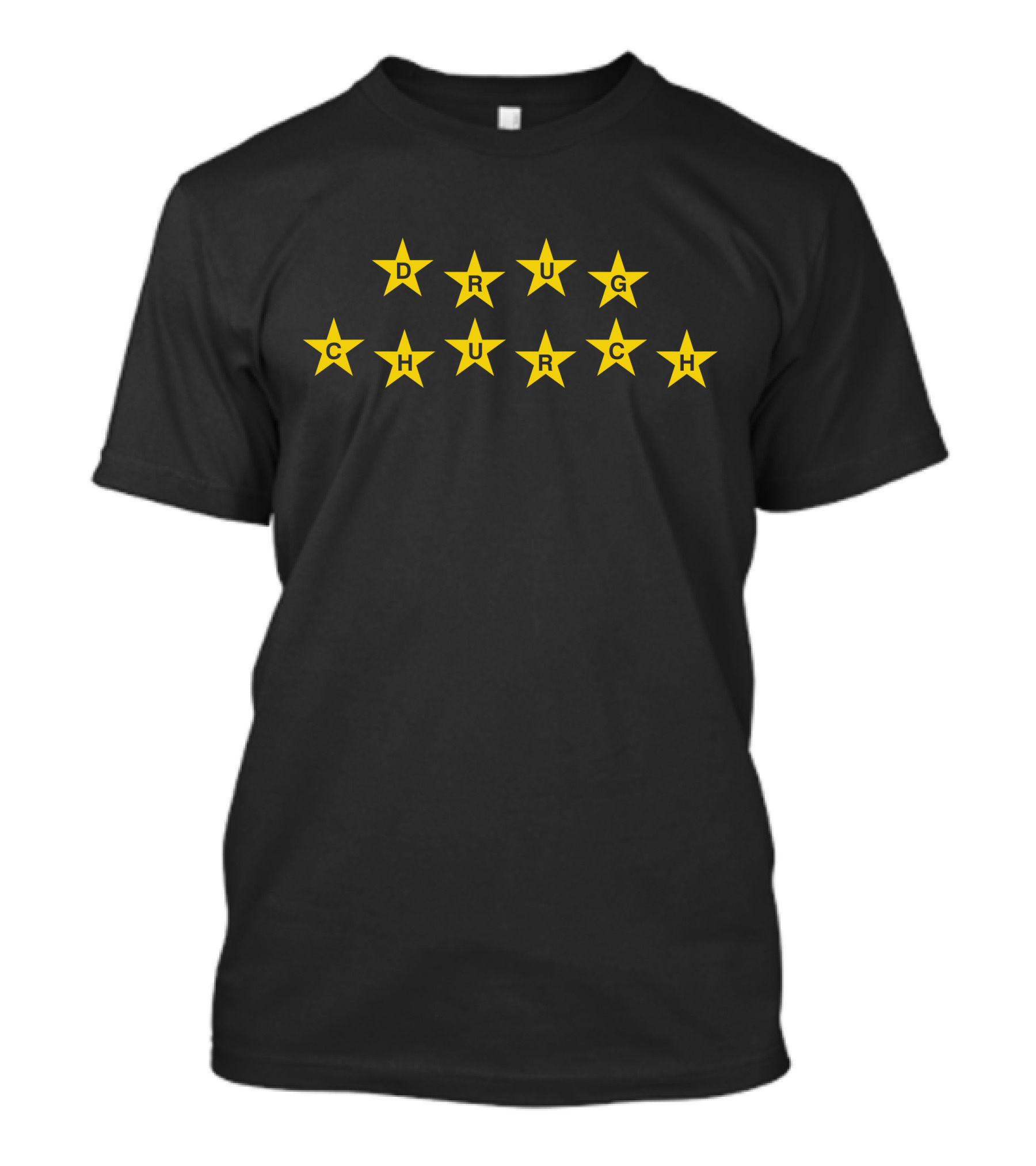 Heart Attack Man Drug Church Yellow Star Text T-Shirt