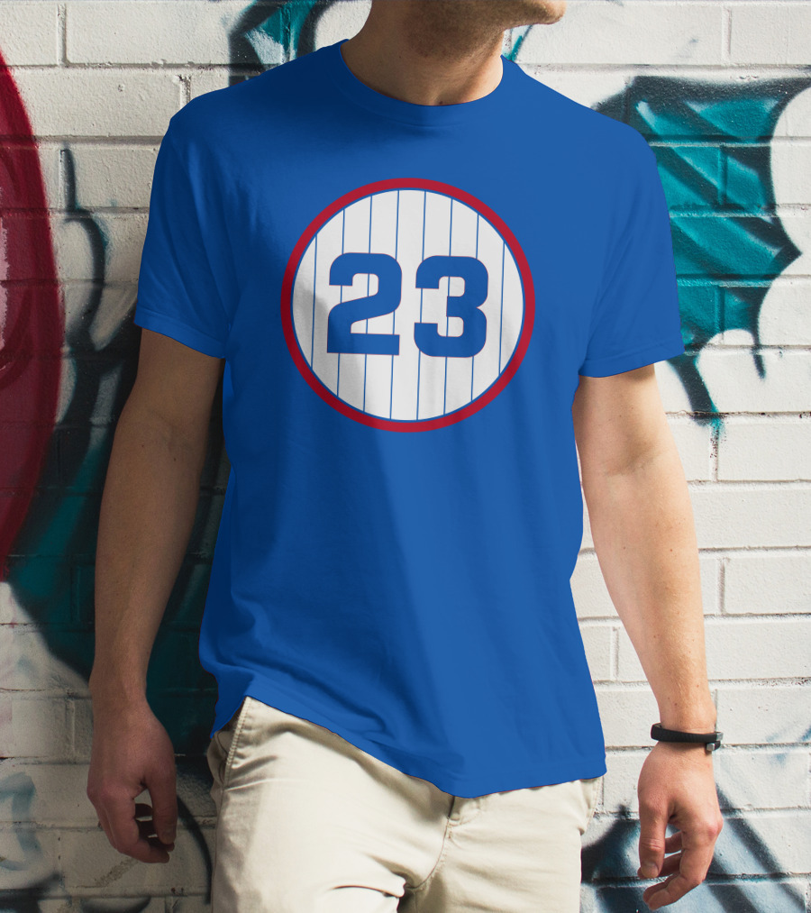 Harry Caray 23 Baseball Number Circle Blue Pinstripe T-Shirt