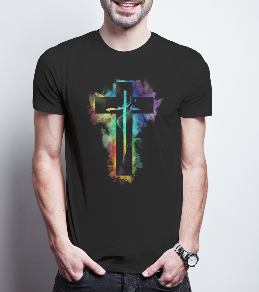 Cross Colorful Multicolor Paintbrush Cross T-Shirt