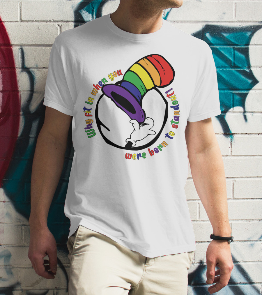 Why Fit In When You Were Born To Standout Autism Rainbow Hat T-Shirt