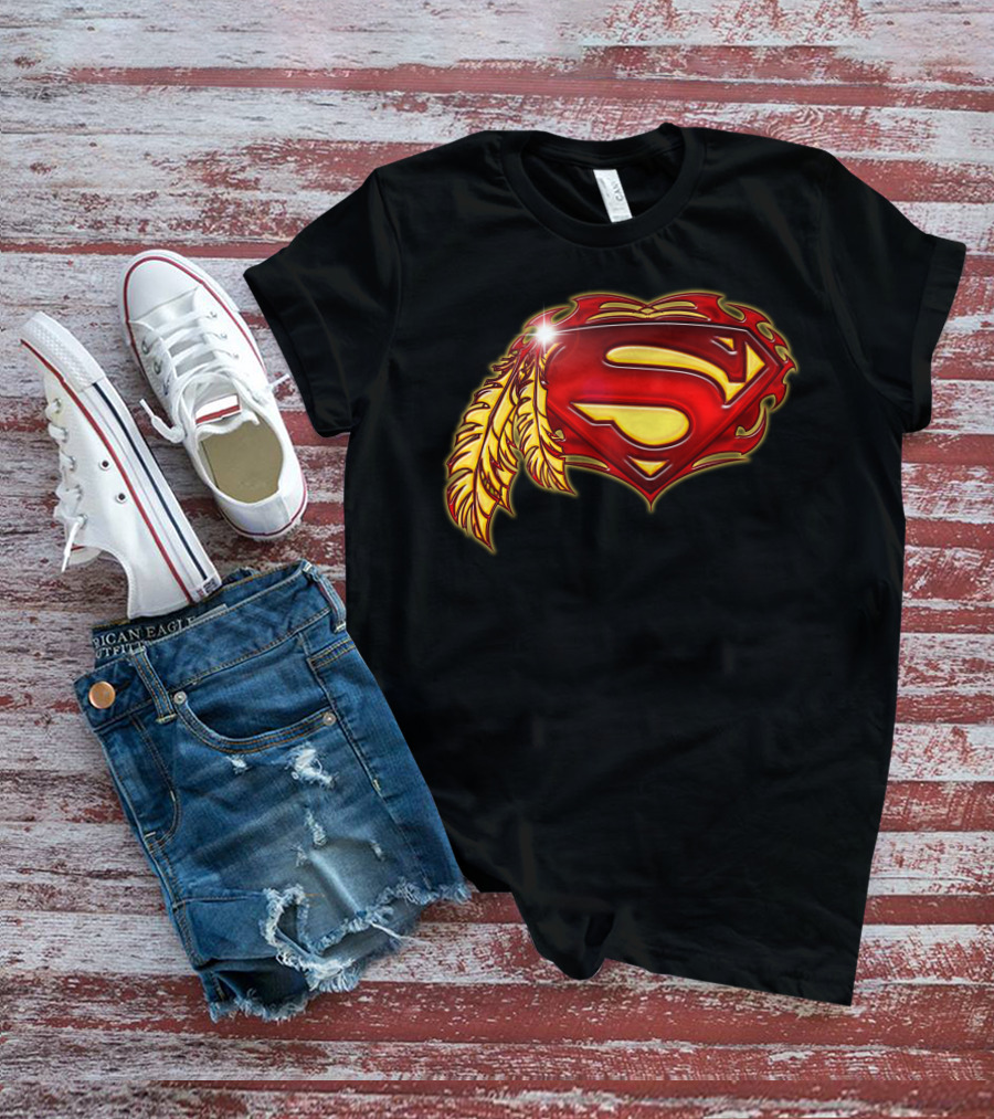 Superman Logo With Native Feather T-Shirt
