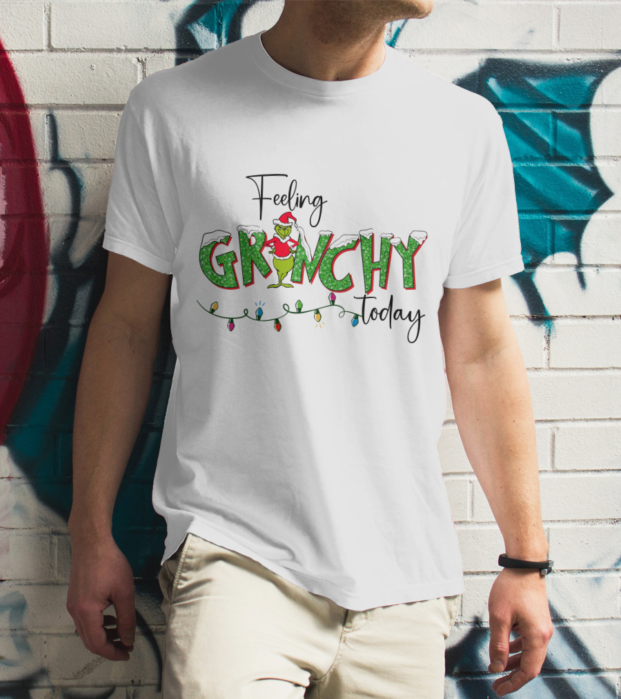Feeling Grinchy Today Christmas Lights Holiday Festive T-Shirt