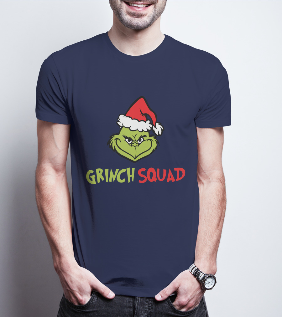 Grinch Squad Merry Christmas Santa Hat T-Shirt