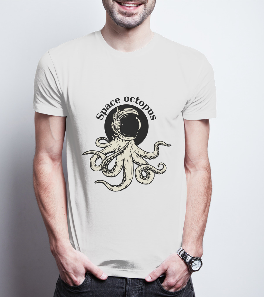 Space Octopus Astronaut Helmet Retro T-Shirt